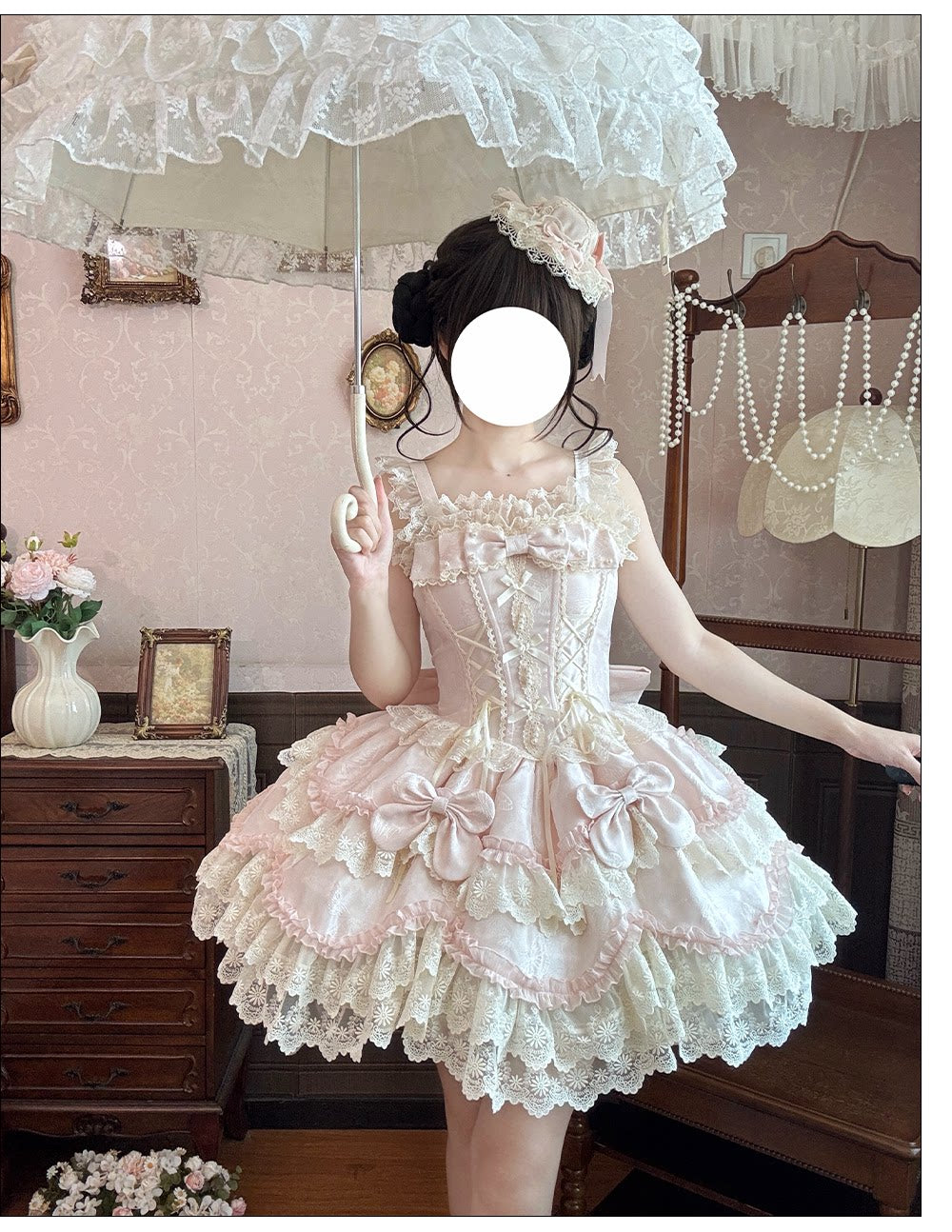 Realm of Sea Moon Sweet Lolita Jacquard JSK and Accessories - image 1