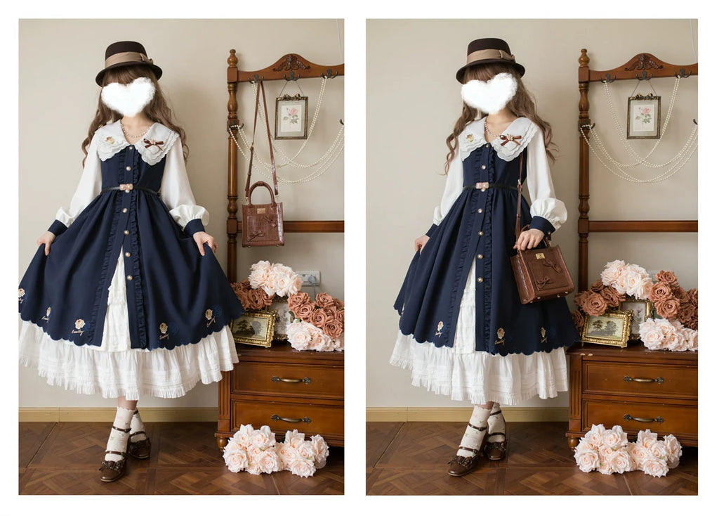 Window Rose - Classic Embroidered Front-Button OP Dress - image 14