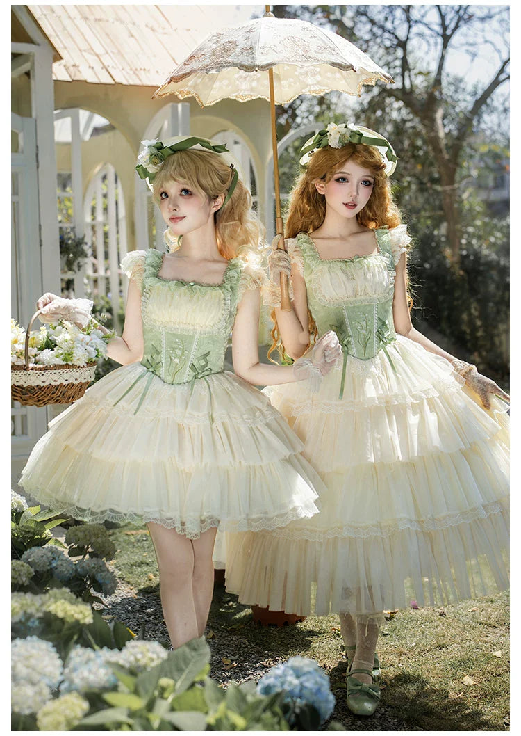 Lily of the Valley Whisper - Embroidered Classic Lolita Corset JSK Dress - image 7
