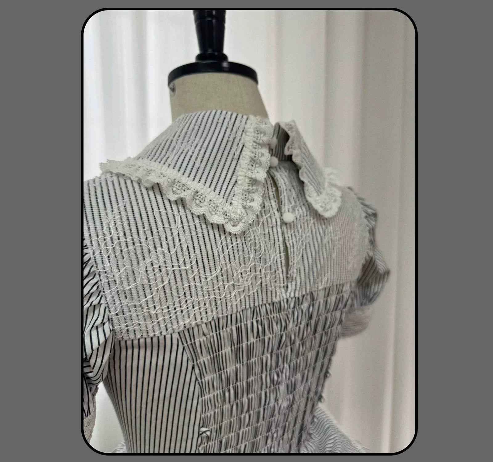 Striped Cross - Gothic Coordinated Lolita Set, Adjustable Blouse & Skirt - image 19