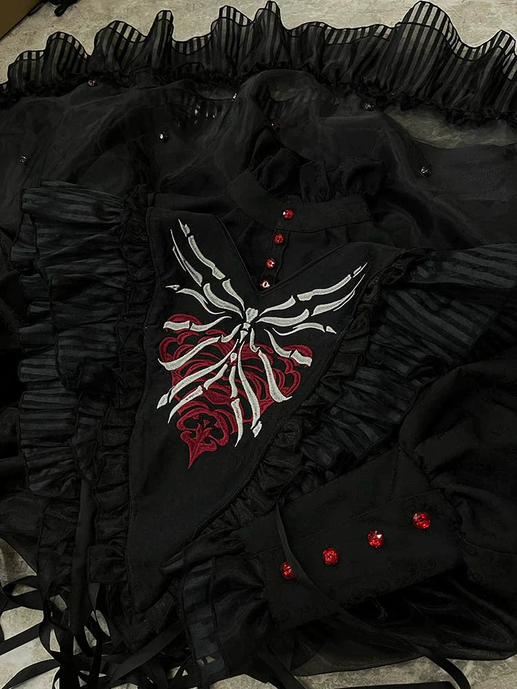 Gothic Lolita Accessory Red Bone Fake Collar - image 3
