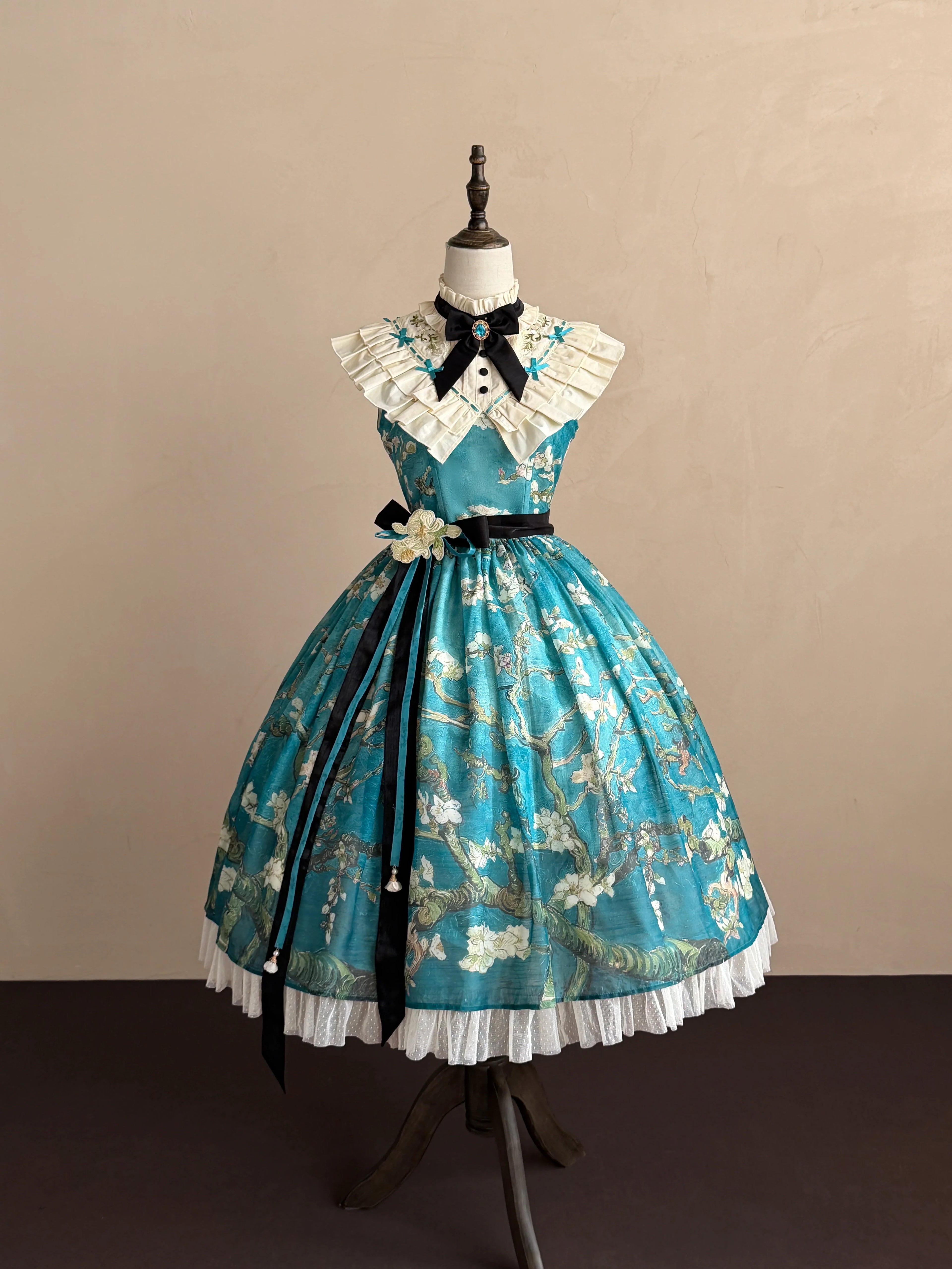 Everblooming Apricot Blossoms Classic Lolita High-Collar JSK and Accessories - image 11