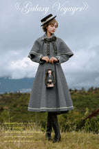 Galaxy Traveler - Classic School Lolita Overcoat with Detachable Cape and Bow - image 33