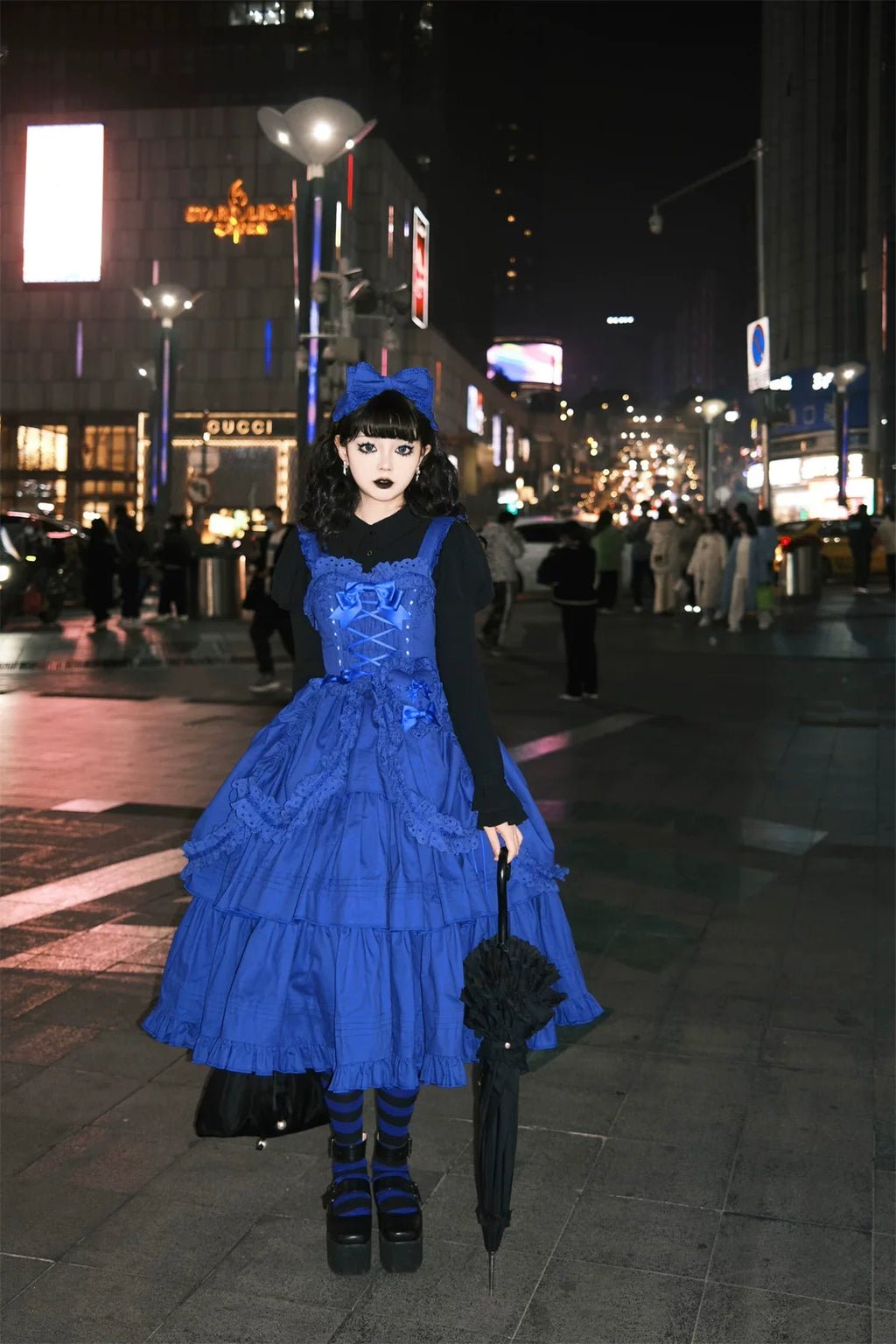 Cotton Gothic Lolita Long JSK, Drawn-up Hem - image 44