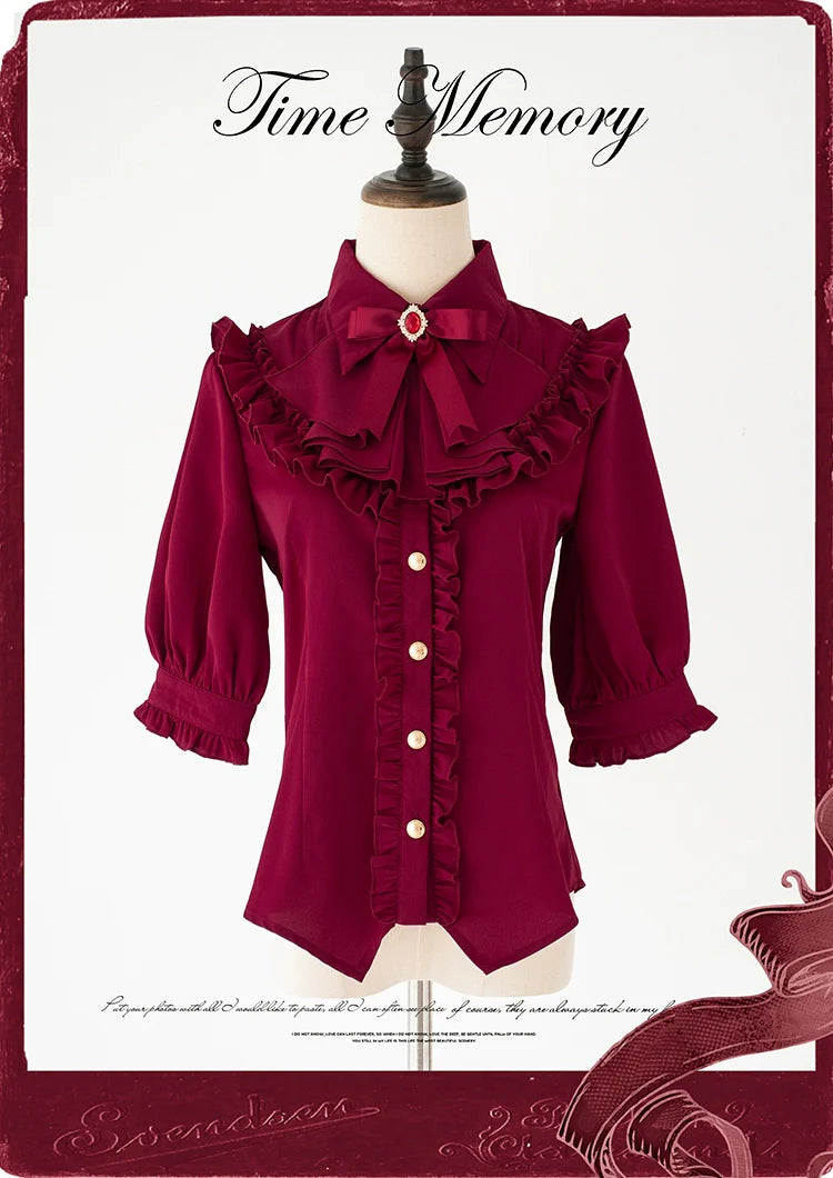 Earl Girl - Chiffon Classic Lolita Shirt, Mid-Length Mutton Sleeves - image 4