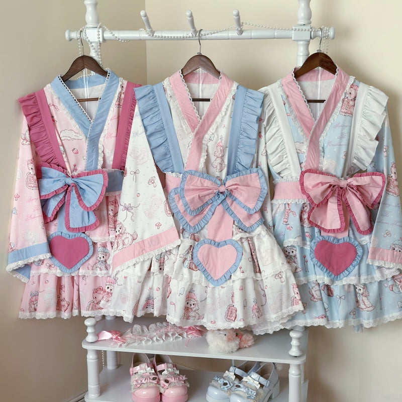 Showa Moe Bear - Plus Size Wa Lolita Dress Set Kawaii Lolita SK Suit - image 13