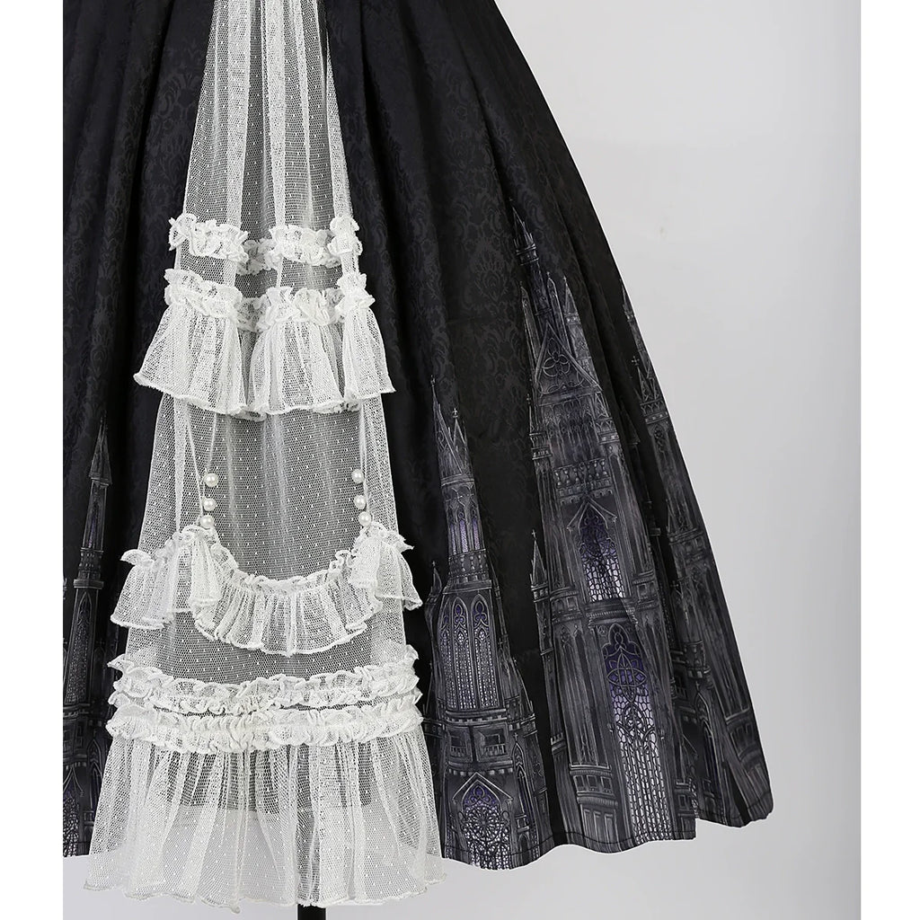Silent Church - Gothic Lolita JSK Dress Printed Dress Thin Shawl Set - image 39