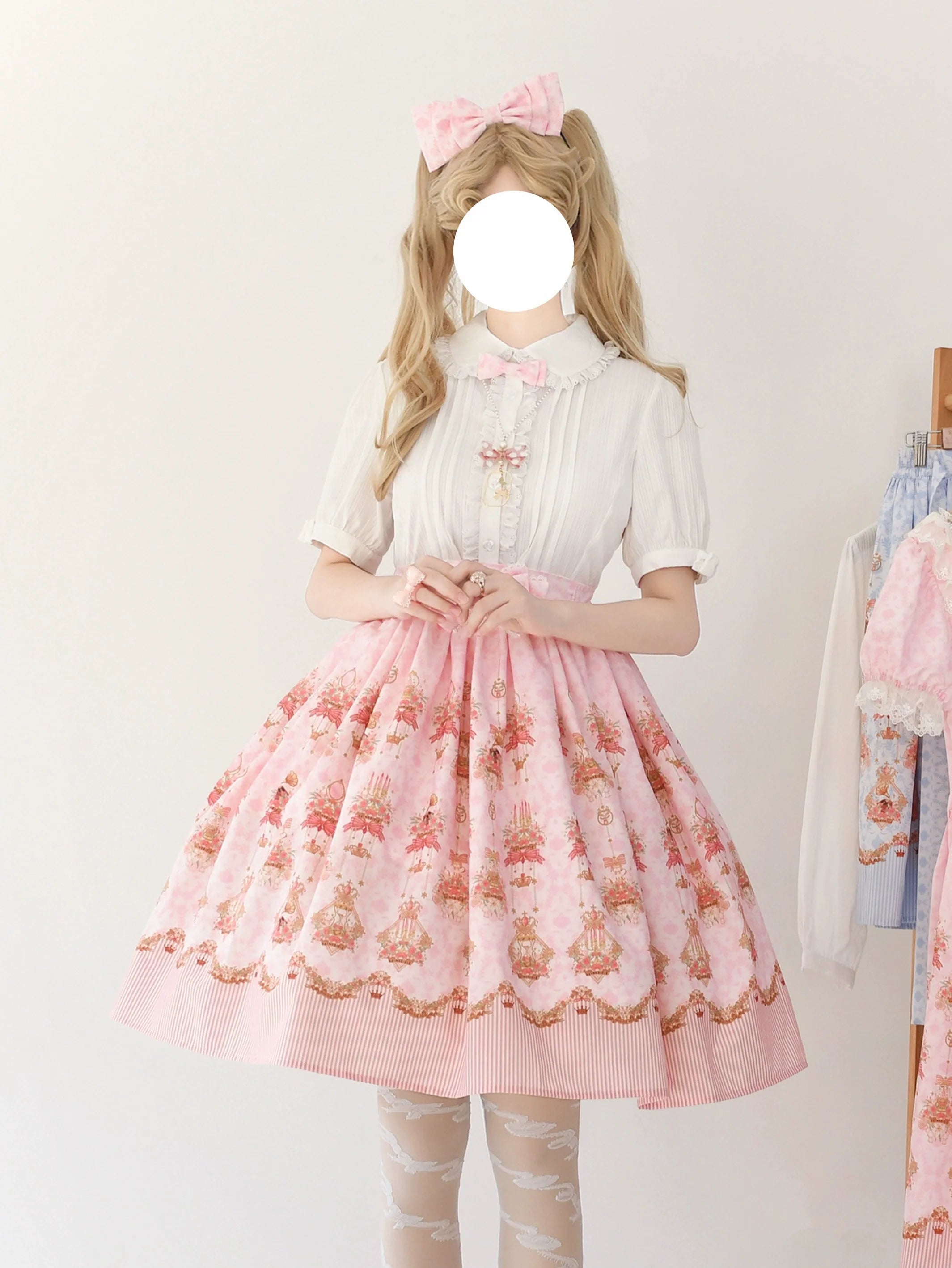 Rose Garden Bunny - Daily Lolita Rose Bunny Printing OP JSK Dress Set - image 2
