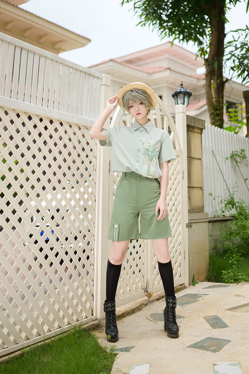 Limited Flowering Time - Ouji Lolita Green Prince Shorts - image 7