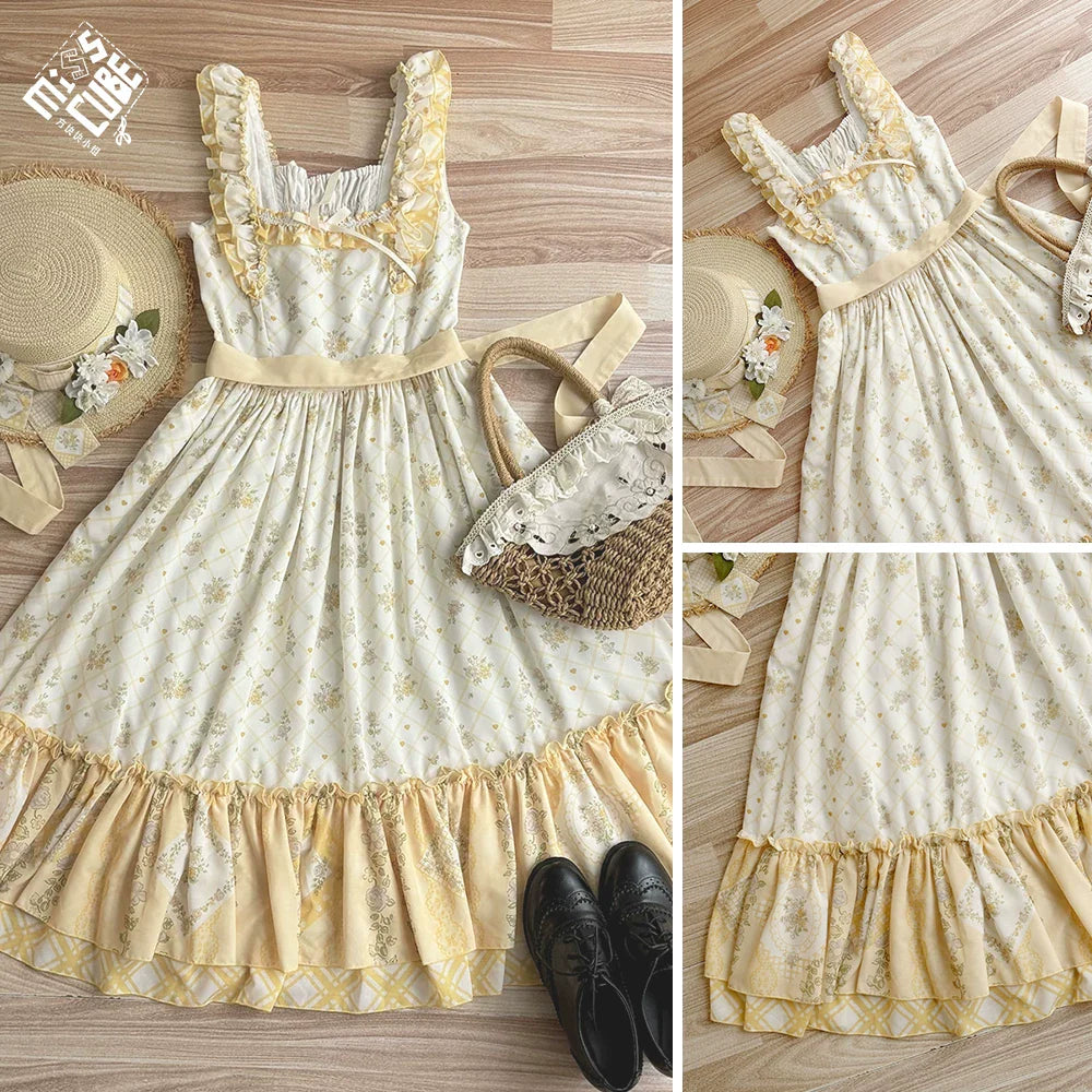 Patchwork Garden 2.0 - Classic Lolita Floral Print JSK Dress, Side Pockets - image 22