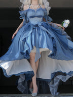 Elegant Gradient Dark Blue Lolita Prom Dress Set - image 3