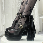 Floating Dream Lily - Elegant Lolita High Heel Shoes, Detachable Bow - image 35