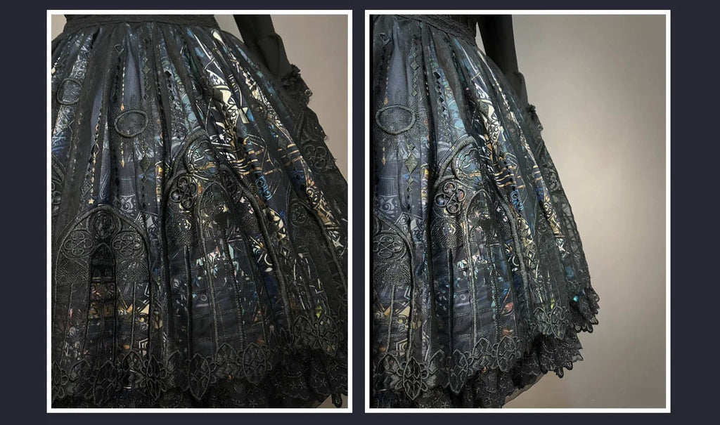 Night Traveler - Classic Gothic Lolita Dress with Stained Glass Window Print - image 24