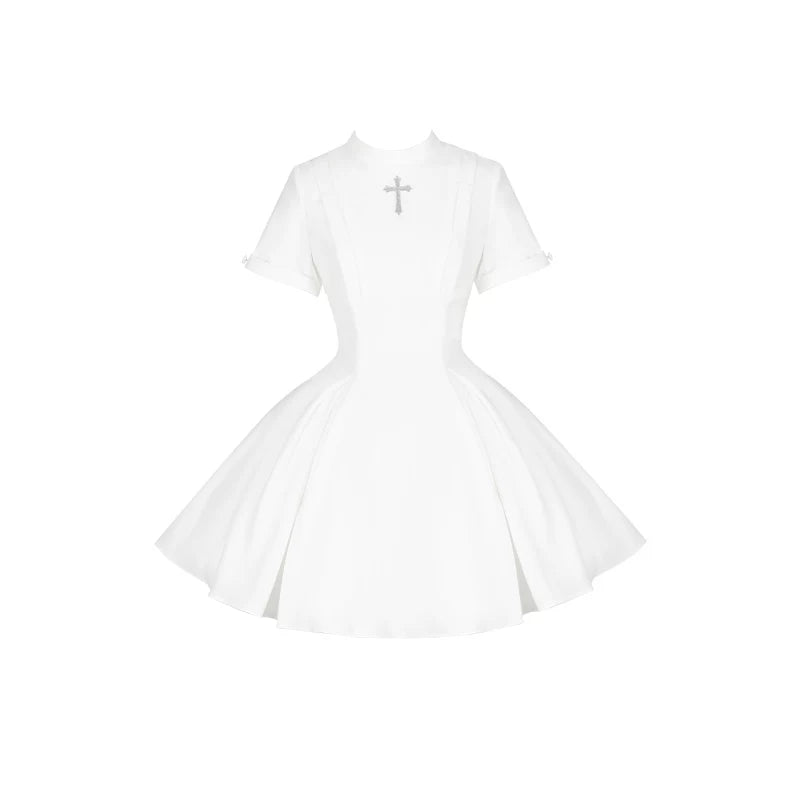 Nihil - Gothic Nun Lolita OP Dress, Irregular Hem Cape and Accessories - image 47