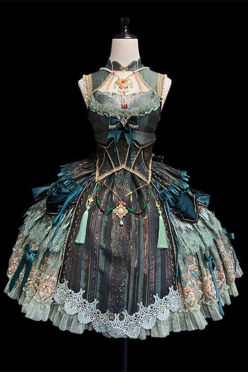 Candle Dragon Spirit - Fantasy Green Lolita JSK Set - image 16