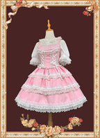 Mirror Doll - Old School Lolita Tiered Hem JSK with Polka Dot Lace and Accessories - image 15