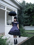 Bliss Bouquet - Cotton Old School Lolita Dress, Rose Print and Layered Hem and Accessories - image 5