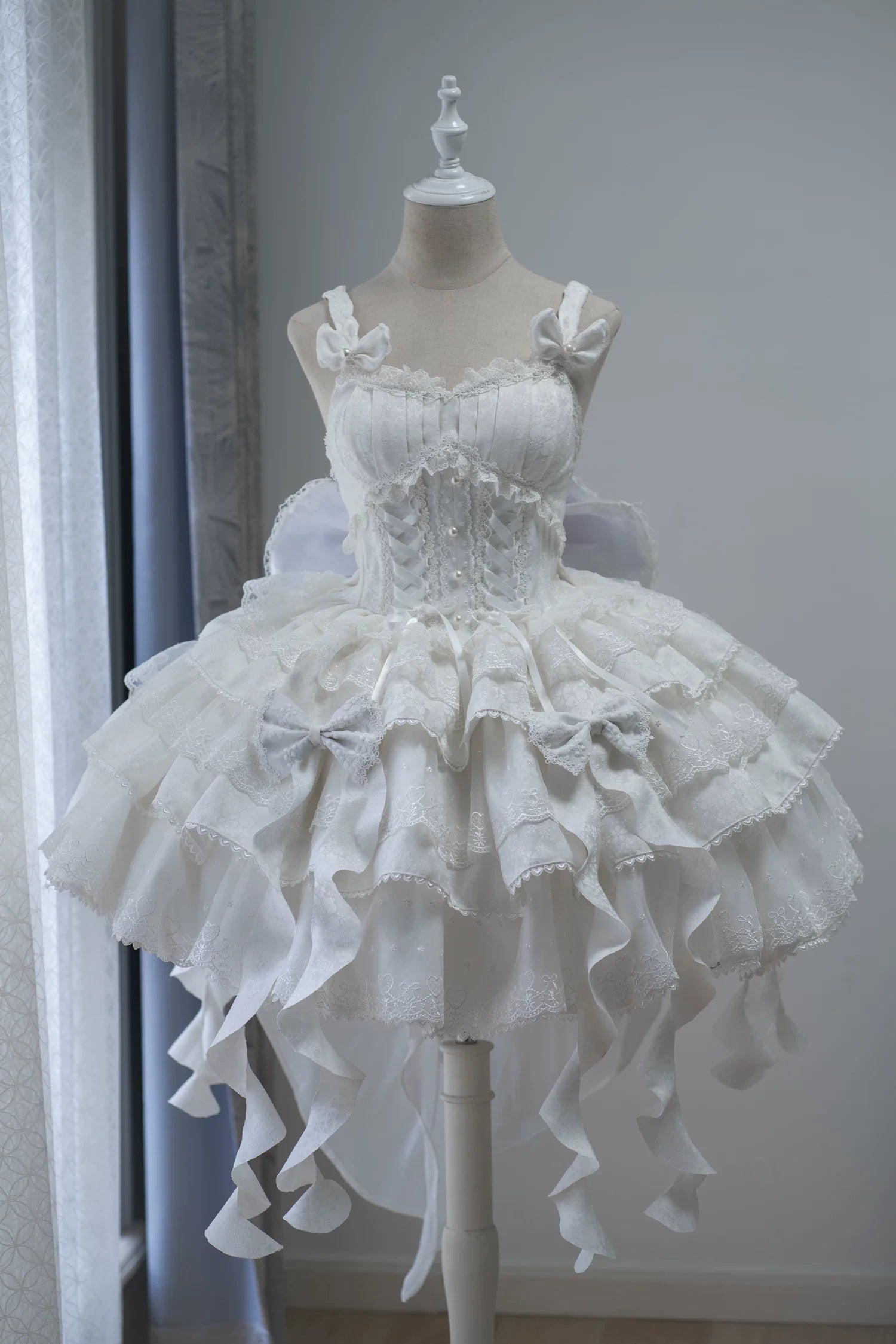 Mori Isle - Solid Gothic Lolita JSK Dress, Embroidered Lace - image 3