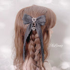 Black Lace Bow Rhinestone Lolita Hair Clip and Brooch - image 5