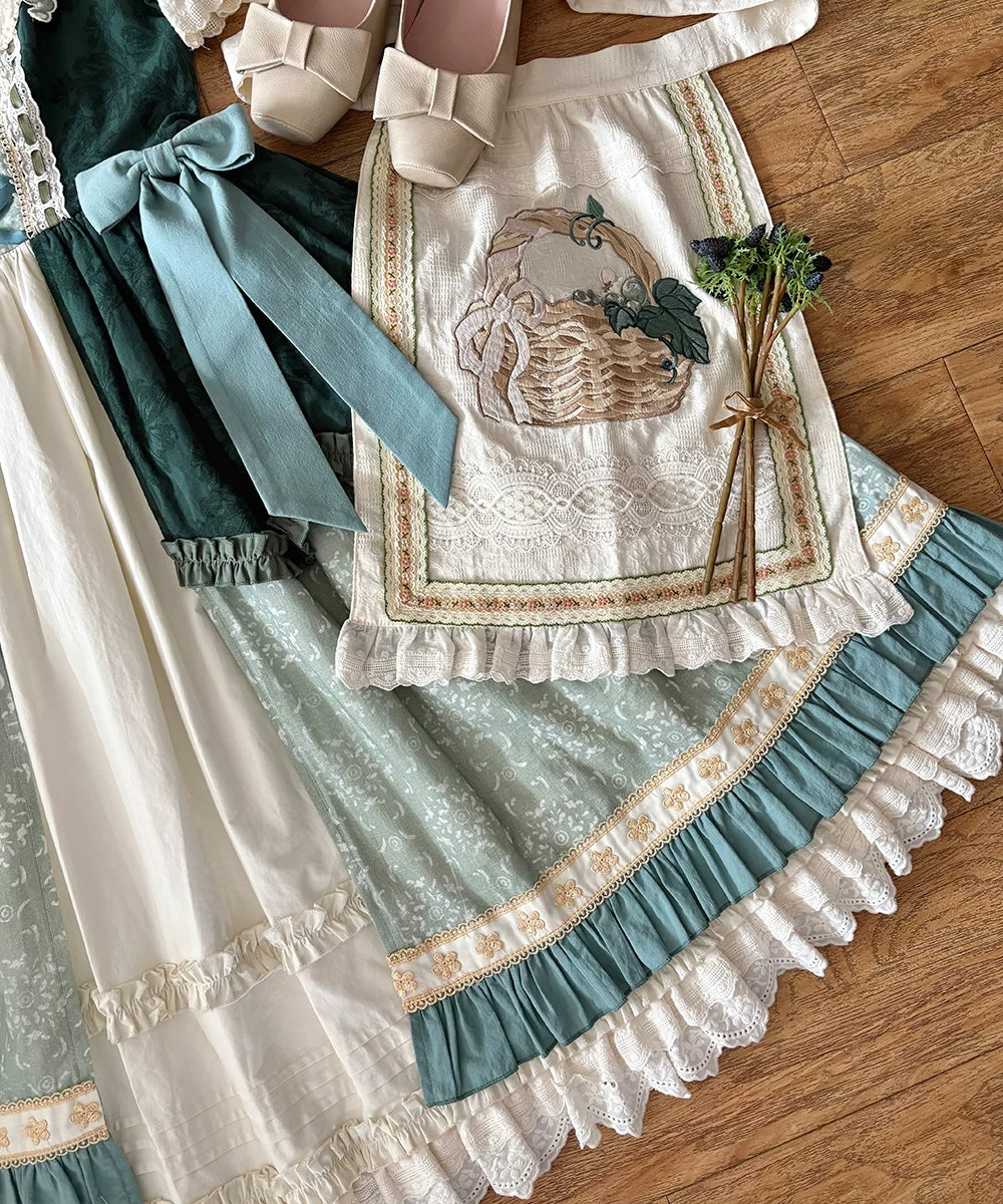 Green Grape Garden Classic Lolita Regular and Long OP Dress Series and Accessories - image 4