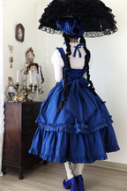 Cotton Gothic Lolita Long JSK, Drawn-up Hem - image 2