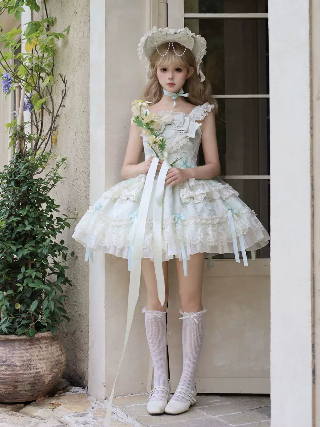 Blooming Love - Ballet-inspired Sweet Lolita JSK Dress, Lace & Bows - image 20