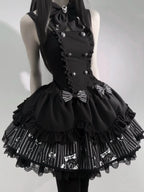 Dark Lord - Gothic Lolita Striped JSK Set, Skull Print - image 8