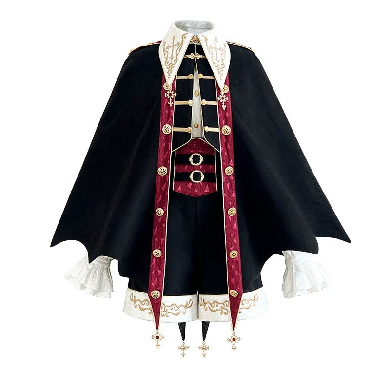 Vampire Youth - Ouji Lolita Bat Shaped Cape Set, Gold Embroidery & Red Accents - image 16