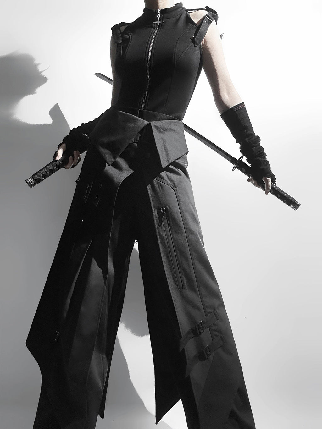 Nightblade Black Ouji Lolita Apron Pants Suit - image 2