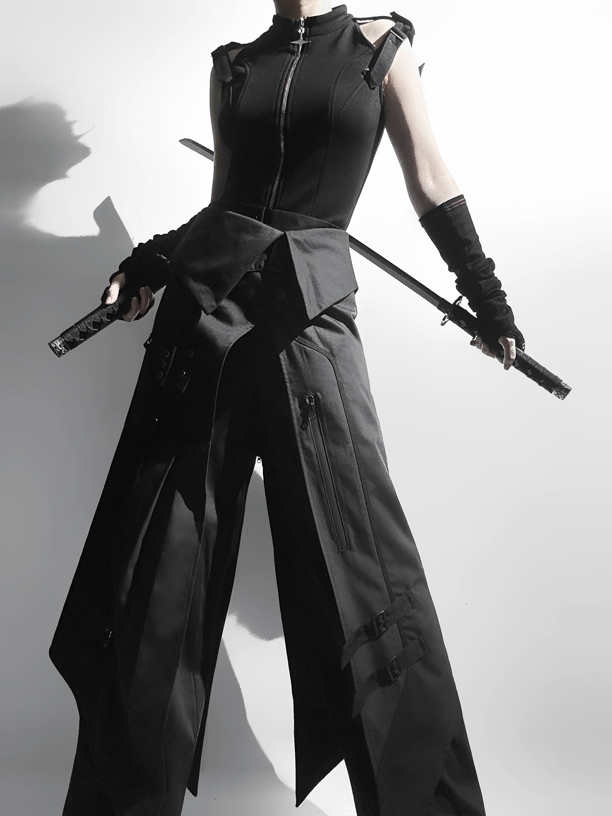 Nightblade Black Ouji Lolita Apron Pants Suit - image 2