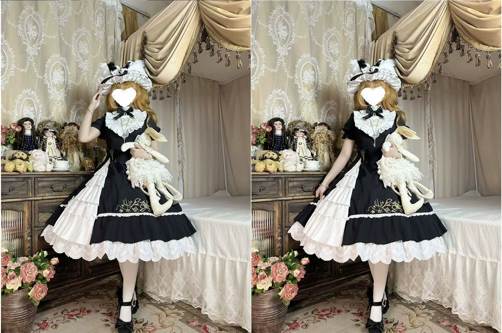 Sewing Magic Cat - Classic Lolita Six-Panel OP Dress with Embroidery and Accessories - image 17