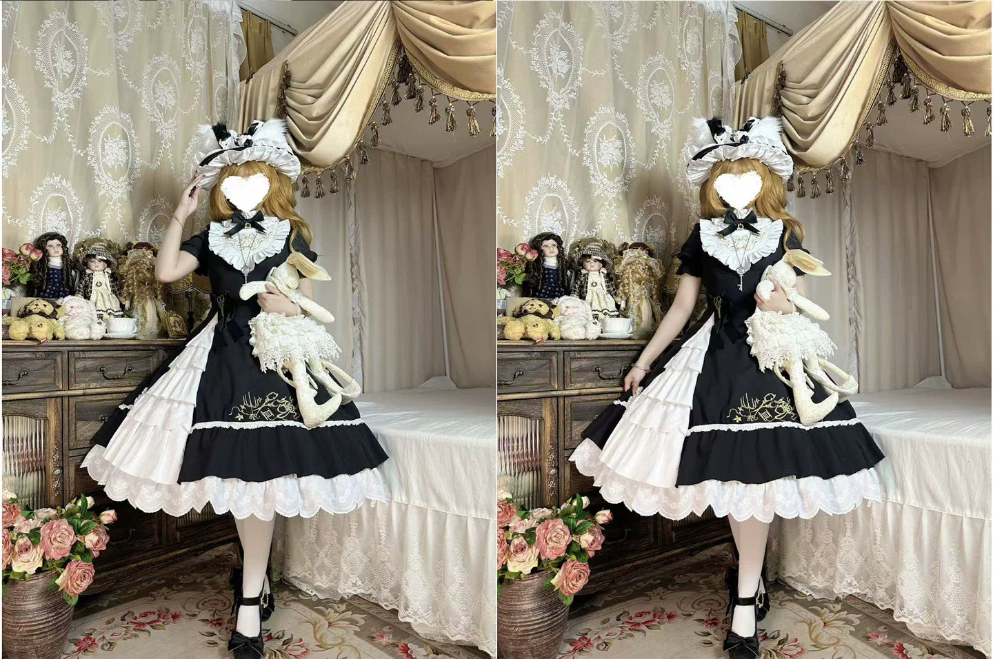 Sewing Magic Cat - Classic Lolita Six-Panel OP Dress with Embroidery and Accessories - image 17