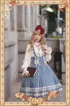 Elegant Lolita Stripe High-waist Jumper Dress Set and Cape - image 28