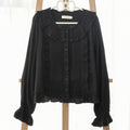 Wine Drunk Rose - Sweet Cotton Lolita Blouse with Ruffles and Pleats - image 10