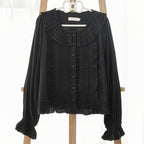 Wine Drunk Rose - Sweet Cotton Lolita Blouse with Ruffles and Pleats - image 10