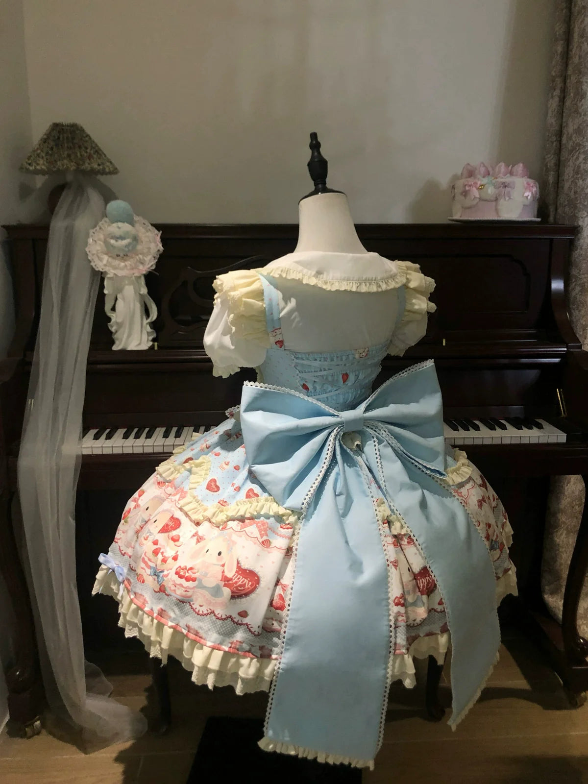 Bunny Party Sweet Lolita Printed JSK Dress with Bow Train - image 14