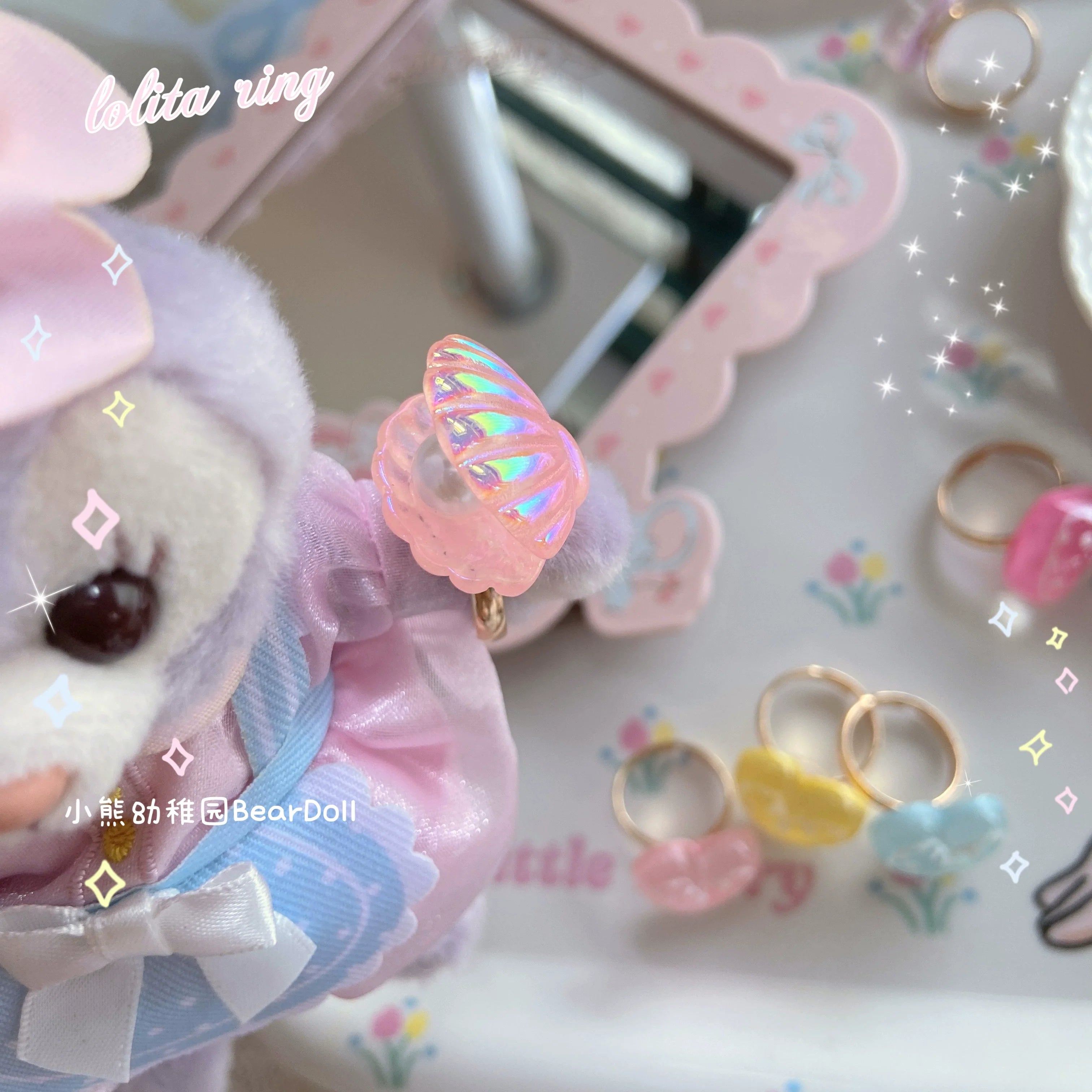Kawaii Lolita Shell & Heart Adjustable Ring Collection - image 25