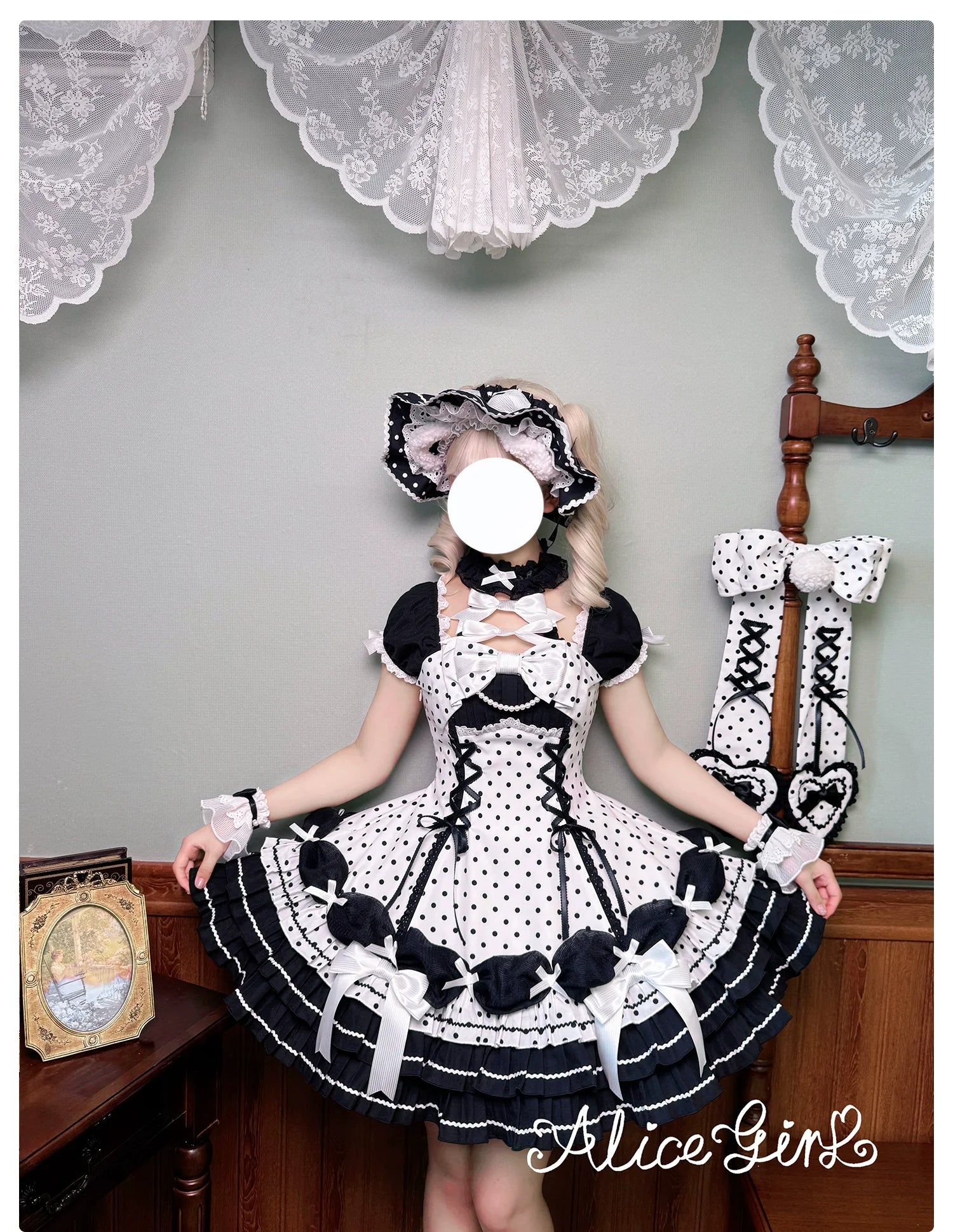 Old School Lolita Halter Neck OP Dress, Polka Dot Accent - image 27