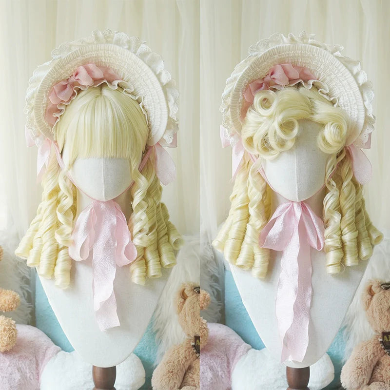 Retro Lolita Wig Short Roman Curl Hairpiece - image 5