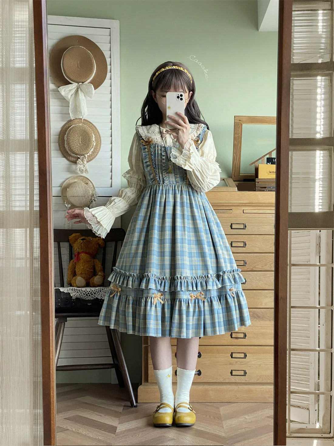 Green Fairy Tales Classic Plaid Plus Size Lolita JSK Dress - image 10