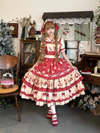 A Red Apple - Sweet Lolita JSK Dress, Tiered Hem Apron and Accessories - image 1