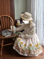 Cat and Sunflower - Sweet Lolita JSK, Cat and Sunflower Print - image 19