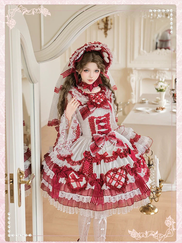 Heart of Love - Sweet Lolita Wedding JSK, Bow Details - image 11