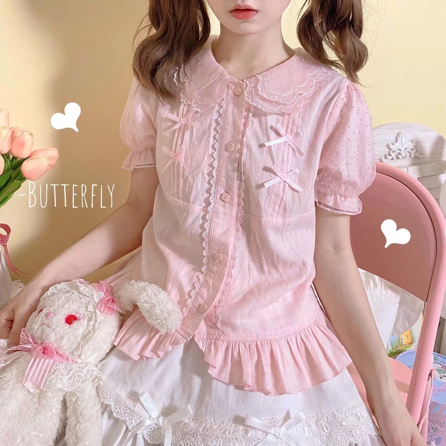 Little Fluttershy - Multi-Colored Cotton Lolita Shirt - image 2