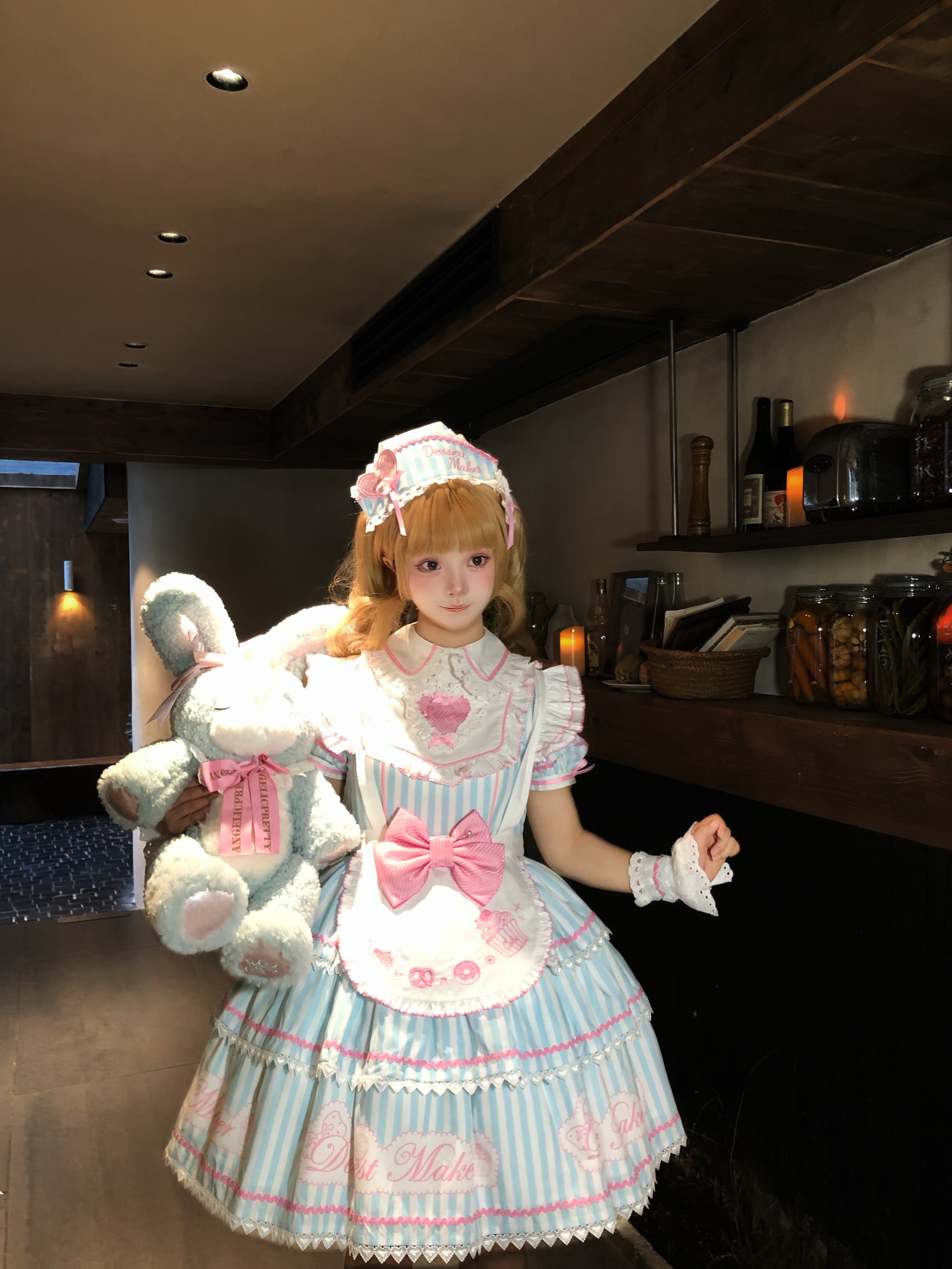Sweet Butler - Maid Lolita Striped OP Dress, Embroidered Collar - image 18