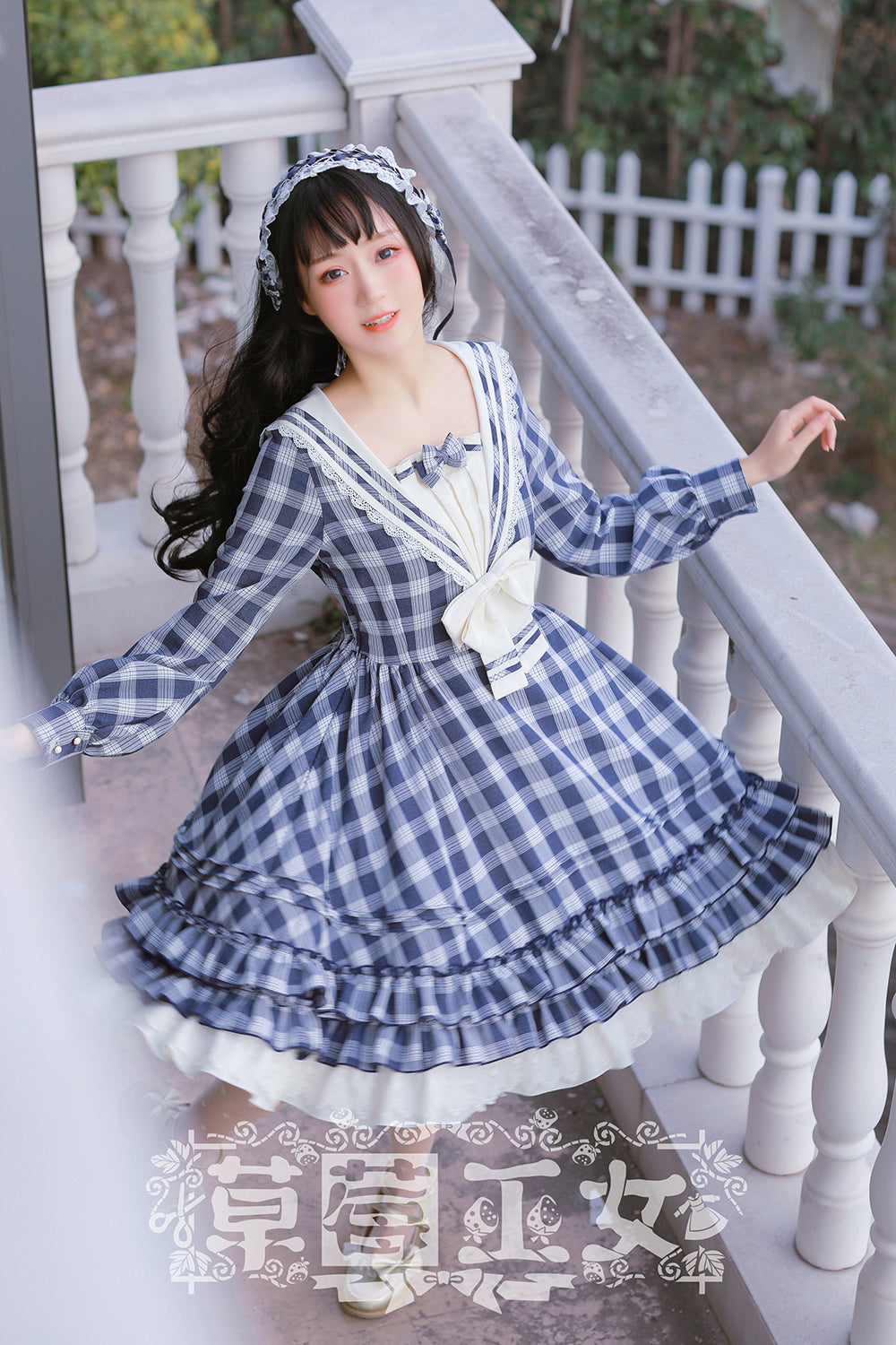 Tartan Sailor Lolita OP Dress - image 3
