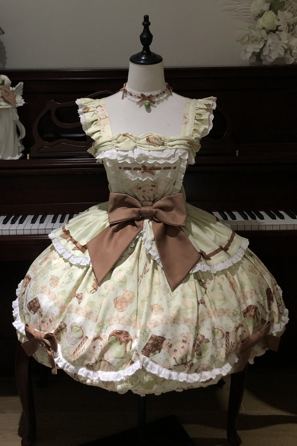 Popoco Mint Green Bunny Print Bubble Sweet Lolita JSK Dress - image 1