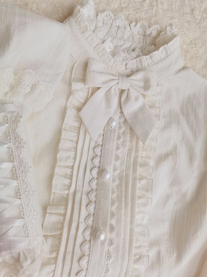 Winter Mutton Sleeves Lace Flounce Lolita Blouse - image 3