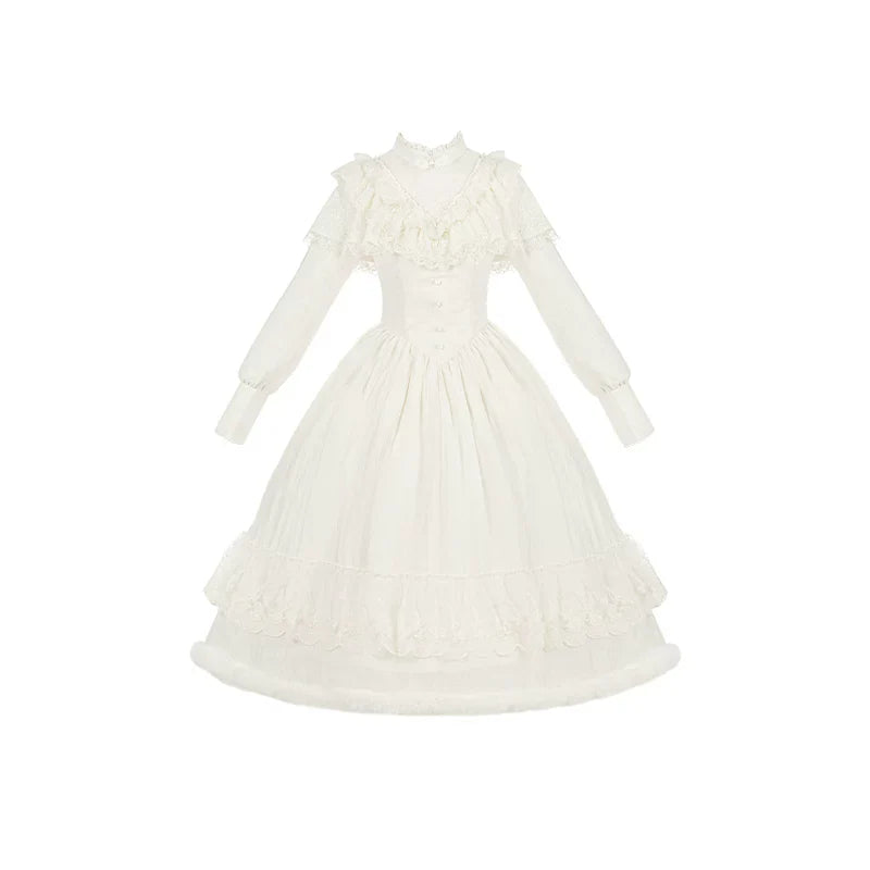 Winter Island Memory - Elegant Lolita Winter Coat & OP Dress Set - image 38