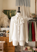 Forest Basket Elegant Lolita Blouse with Vintage Bow Tie - image 2